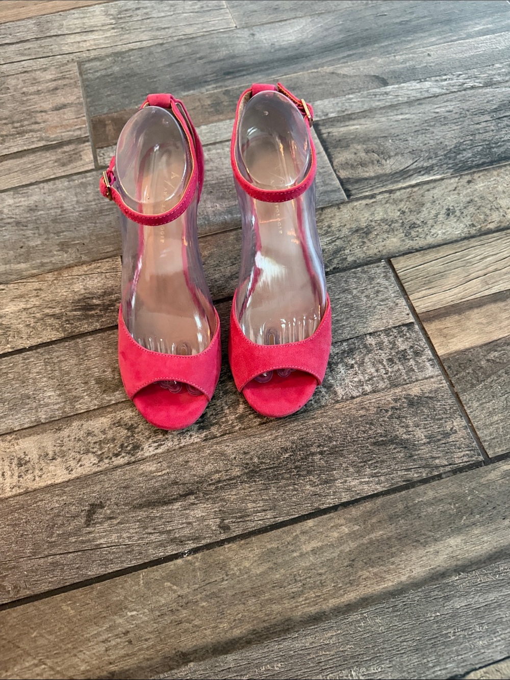EUC Anthropologie Pink Suede Open-Toe Ankle Strap Heels